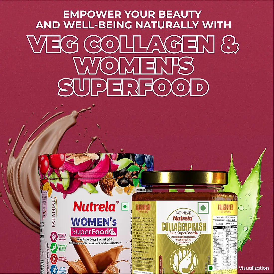 Patanjali Nutrela Women’s SuperFood + Collagen Prash | Daily Nutrition and Skin Repair Combo