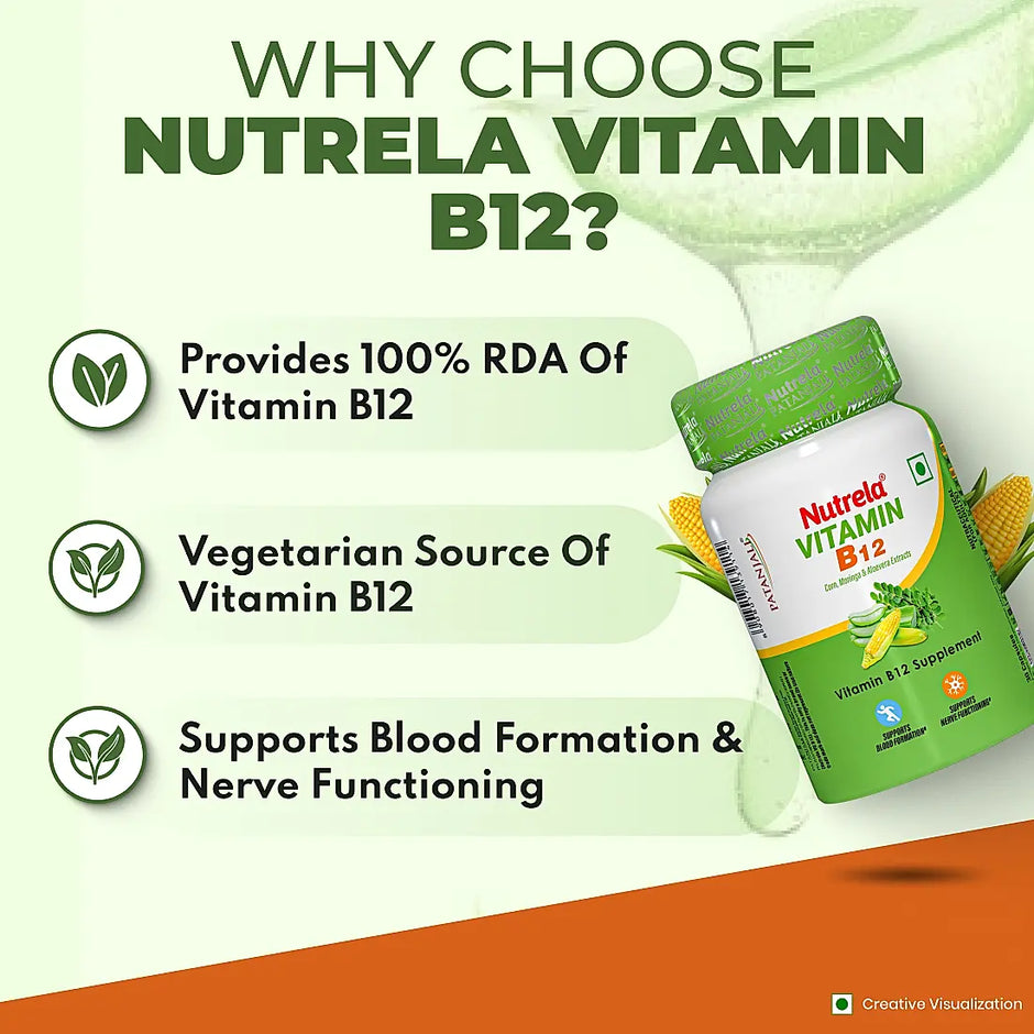 Patanjali Nutrela Vitamin B12 - 30 X 3 Veg Capsules (Pack of 3)