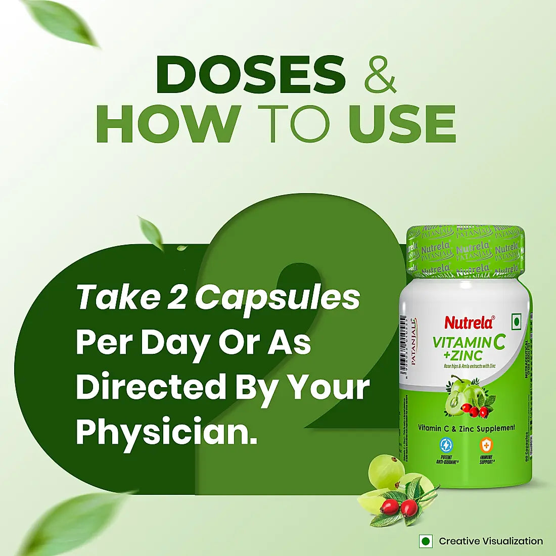 Patanjali Nutrela Vitamin C + Zinc 60 Tablets (Pack of 1)