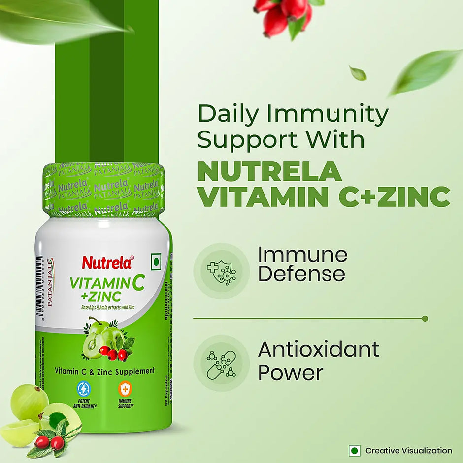 Patanjali Nutrela Vitamin C + Zinc 60 Tablets (Pack of 1)