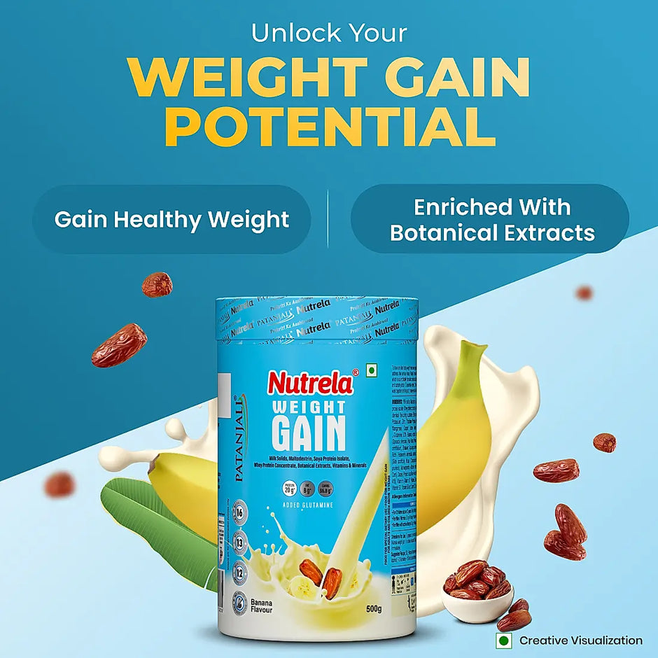Patanjali Nutrela Weight Gain - Banana Flavor - 500g (Pack of 1)