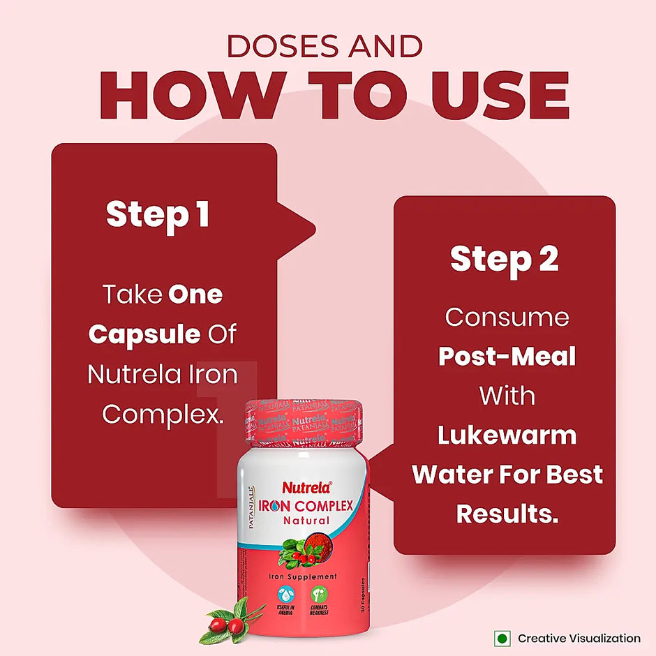 Patanjali Nutrela Iron Complex Natural 30 X 3 Capsules (Pack of 3)