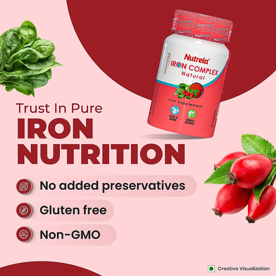 Patanjali Nutrela Iron Complex Natural 30 X 3 Capsules (Pack of 3)