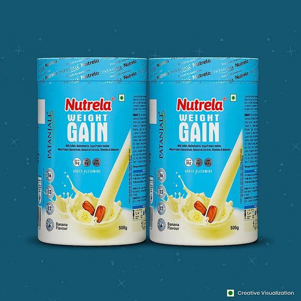 Patanjali Nutrela Weight Gain - Banana Flavor - 500g X 2 (Pack of 2)