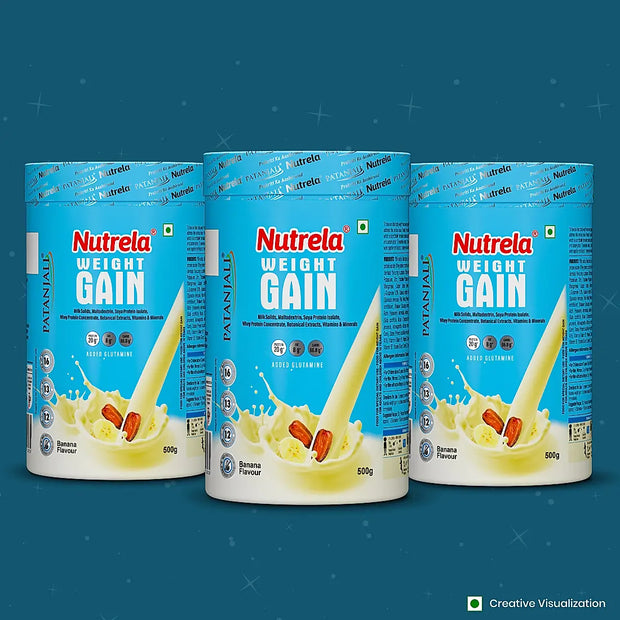 Patanjali Nutrela Weight Gain - Banana Flavor - 500g X 3 (Pack of 3)