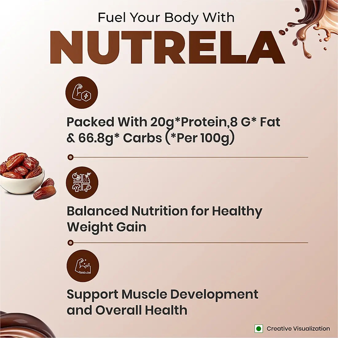 Patanjali Nutrela Weight Gain - Chocolate Flavour - 500g + FREE Shaker