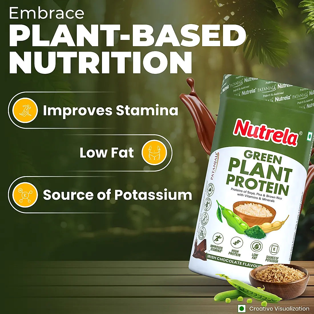 Patanjali Nutrela Green Plant Protein - Irish Chocolate - 500g