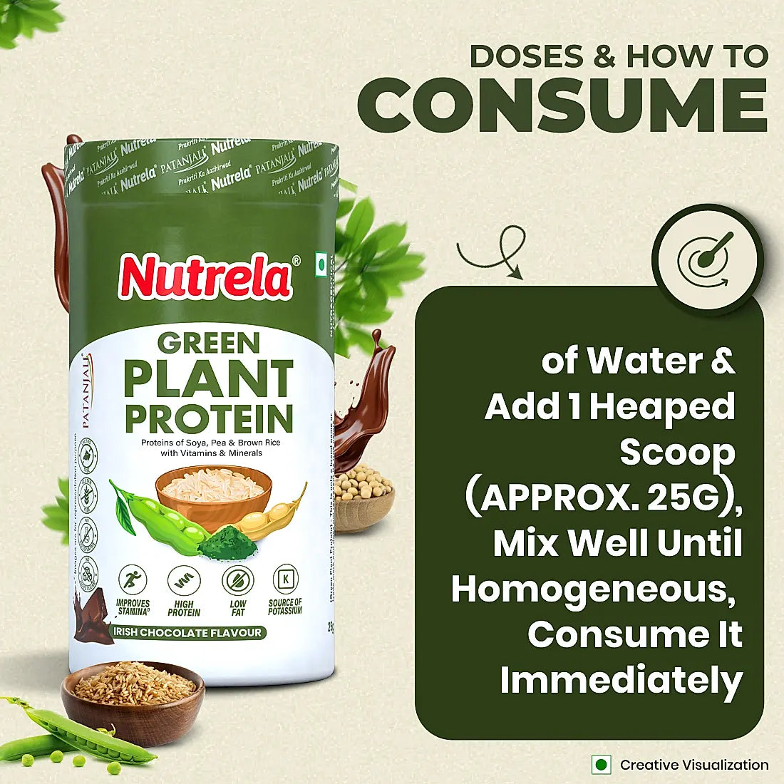 Patanjali Nutrela Green Plant Protein - Irish Chocolate - 500g