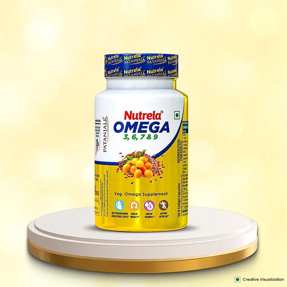 Patanjali Nutrela Omega 3 6 7 & 9 - 60 Capsules (Pack of 1)