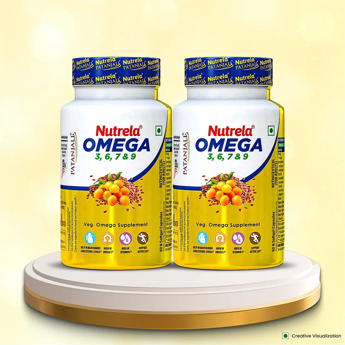 Patanjali Nutrela Omega 3 6 7 & 9 - 60 X 2 Capsules (Pack of 2)