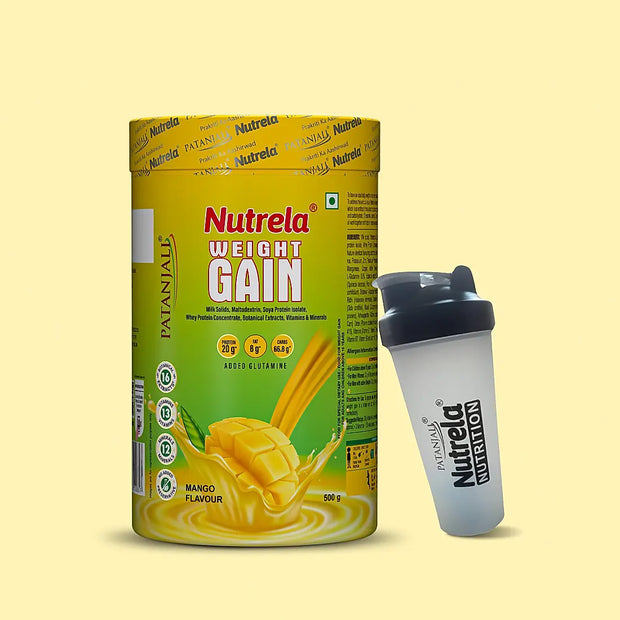 Patanjali Nutrela Weight Gain - Mango Flavour - 500g + FREE Shaker