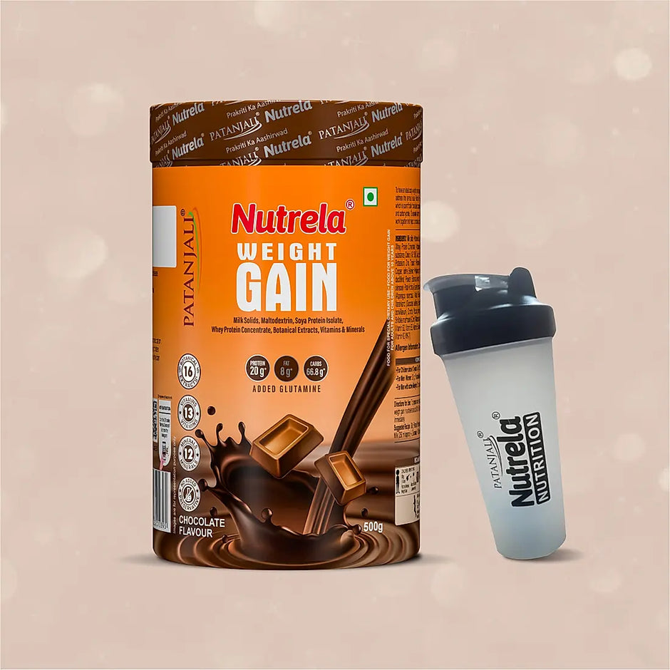 Patanjali Nutrela Weight Gain - Chocolate Flavour - 500g + FREE Shaker