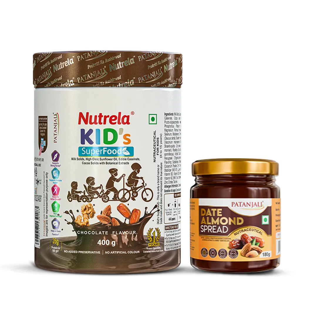 Patanjali Nutrela Kid’s Superfood 400g + Patanjali Date Almond Spread 180g