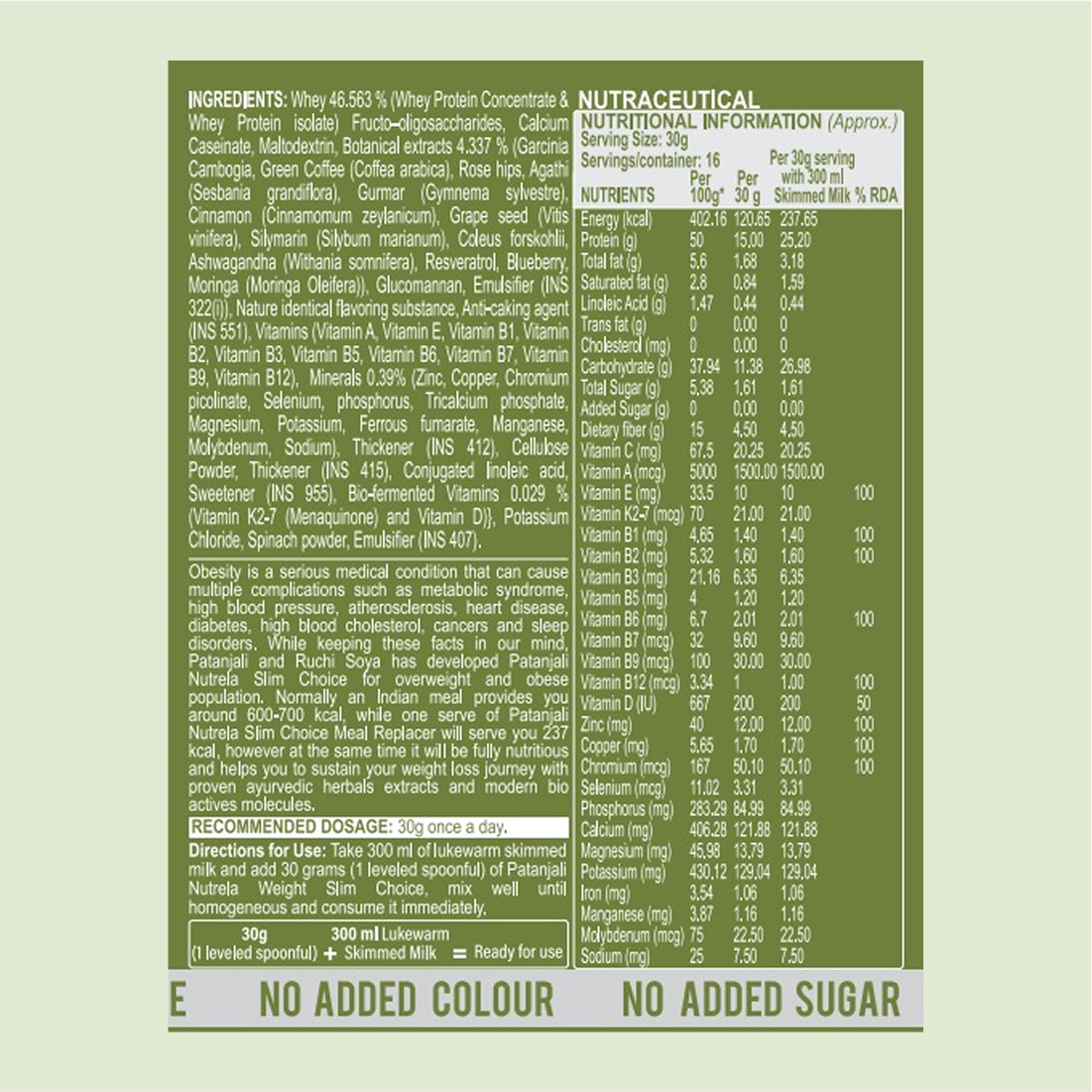 Patanjali Nutrela Slim Choice - 500g X 3 (Pack of 3)