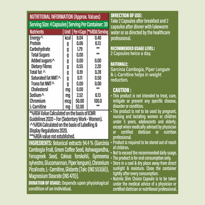 Patanjali Nutrela Slim Choice Capsules| High-Protein Meal Replacement Nutrition | No Added Sugar | Easy-to-Consume Format | 120N