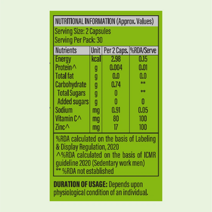 Patanjali Nutrela Vitamin C + Zinc 60 Capsules (Pack of 1)
