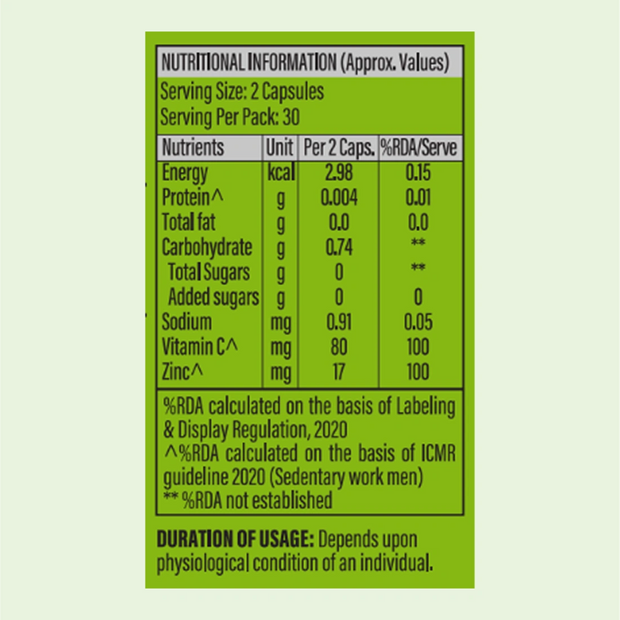Patanjali Nutrela Vitamin C + Zinc 60 Tablets X 2 (Pack of 2)