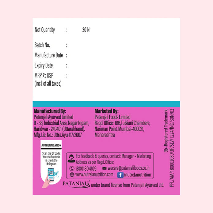 Patanjali Nutrela Bone Health - Natural 30 Capsules Calcium Supplement (Pack of 1)