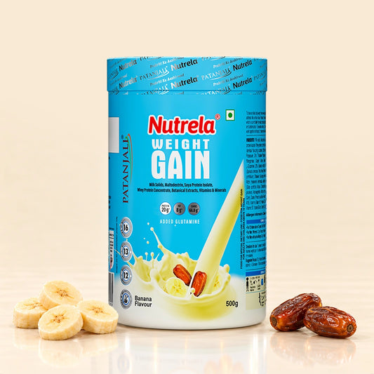 Patanjali Nutrela Banana Weight Gainer 500g | Smooth High-Calorie Pack| Trusted Swadeshi Ayurvedic Nutrition