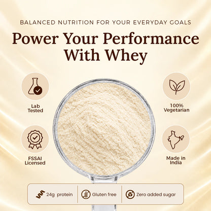 Patanjali Nutrela Sports Whey Vanilla Ice Cream - 2KG | 24g Protein per Scoop with Vitamins, Herbs & BCAAs | Premium Swadeshi Muscle Fuel + FREE SHAKER