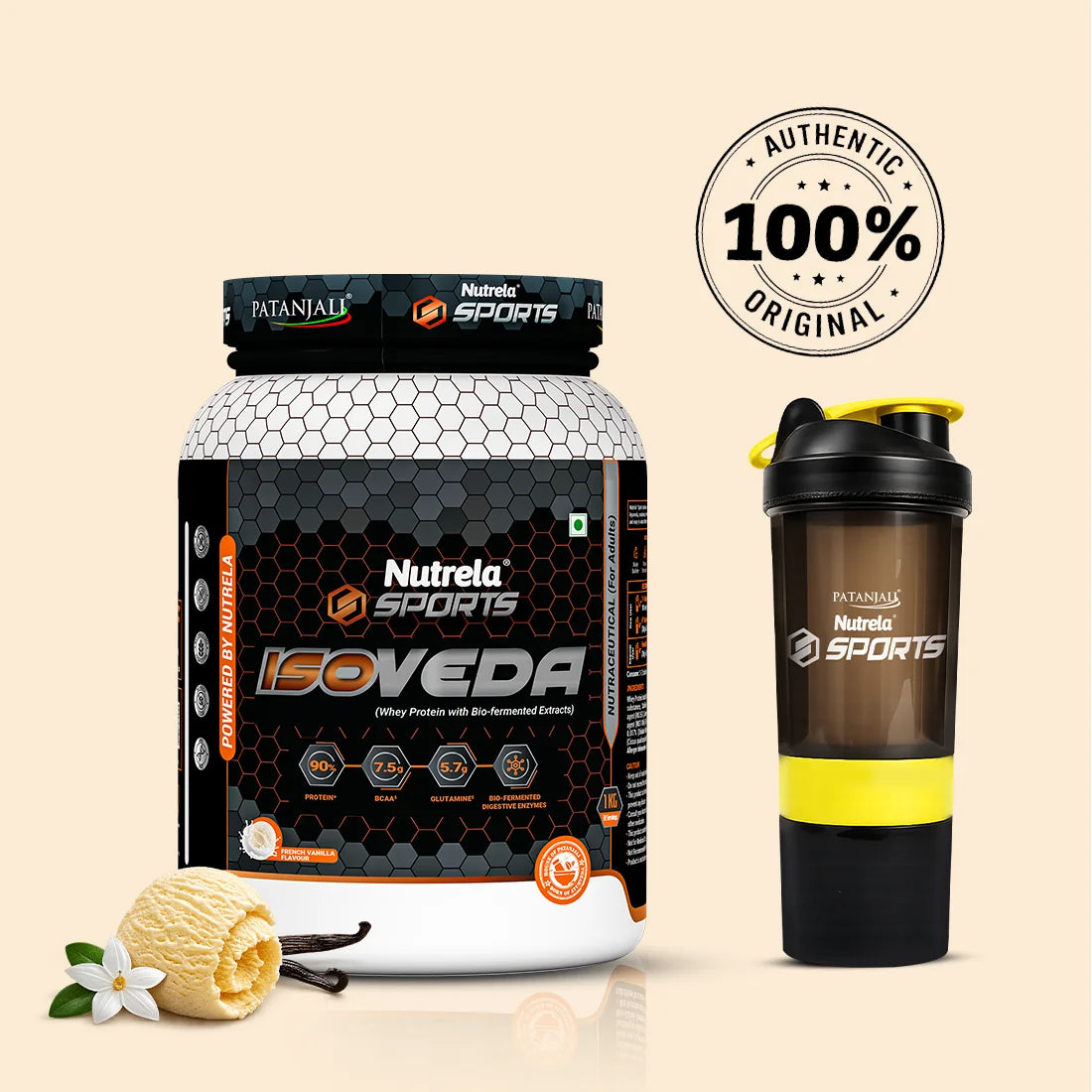 Patanjali Nutrela Sports Isoveda 1KG – Vanilla | 27G High Purity Whey Isolate for Fast Recovery & Lean Muscle | Swadeshi Protein