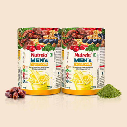 Patanjali Nutrela Men’s Superfood 400g X (Pack of 2) | Protein, Vitamins & Minerals Daily Nutrition Supplement for Men