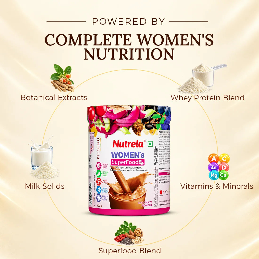 Patanjali Nutrela Women’s Superfood | Superfood Health Drink with Protein & Plant Ingredients |  400g x 2