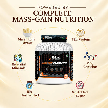Patanjali Nutrela Sports Mass Gainer – Kulfi (2KG) | Swadeshi High-Calorie Muscle Building Formula