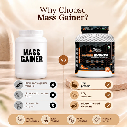 Patanjali Nutrela Sports Mass Gainer – Kulfi (2KG) | Swadeshi High-Calorie Muscle Building Formula