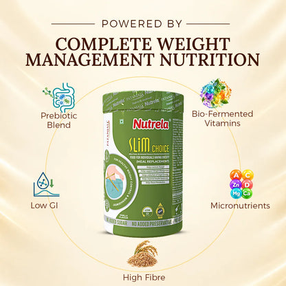 Patanjali Nutrela Slim Choice Meal Replacement Shake | High Protein & Fiber | No Added Sugar | Vanilla 500g X (Pack of 2)
