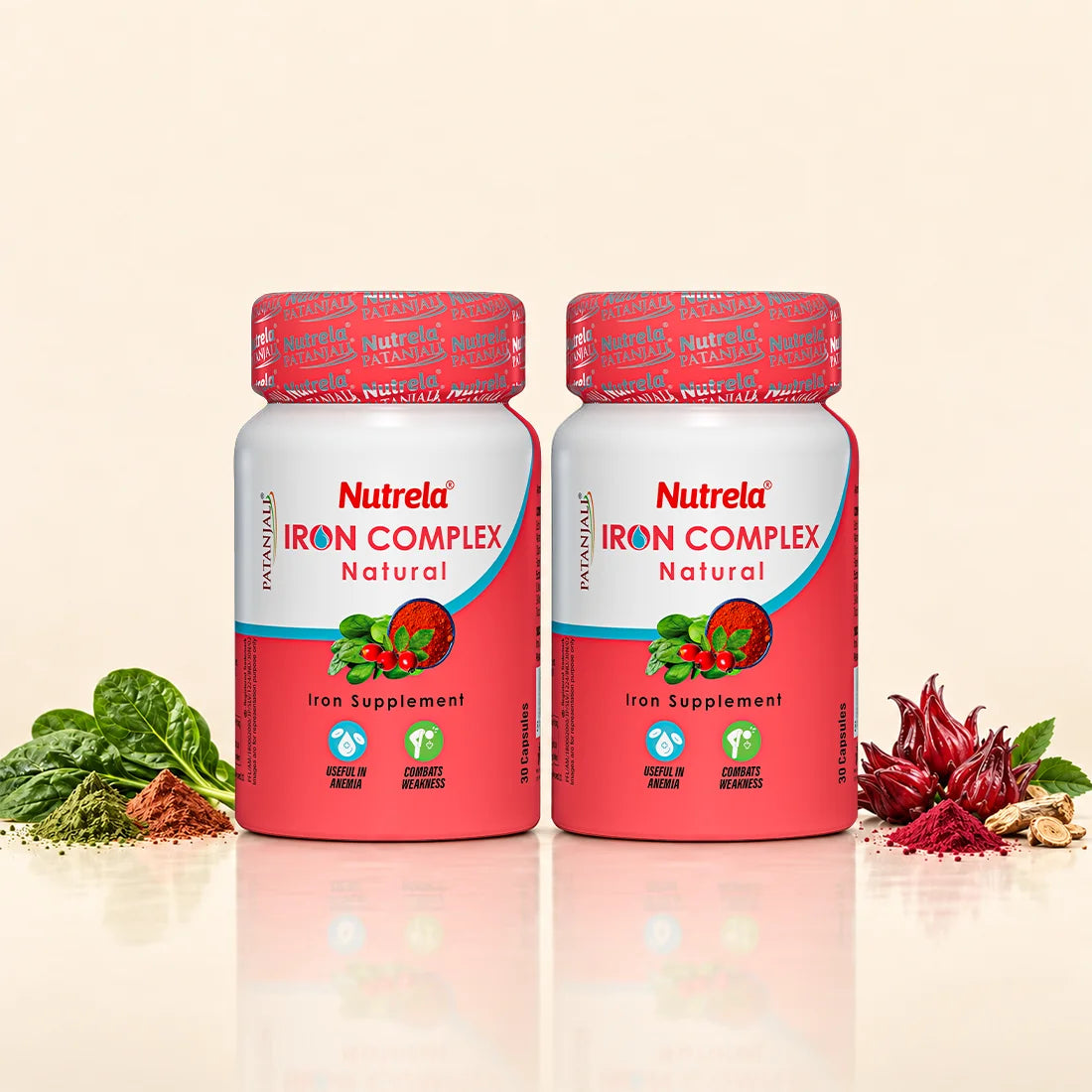 Patanjali Nutrela Iron Complex Natural 30 X 2 Capsules (Pack of 2)