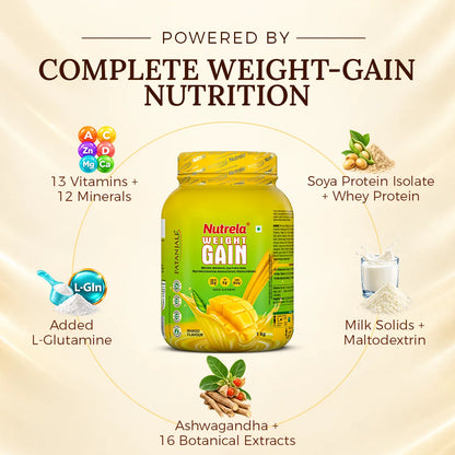 Patanjali Nutrela Mango Weight Gainer 1 kg | Ayurvedic High-Calorie Supplement | Swadeshi Strength