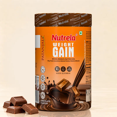 Patanjali Nutrela Chocolate Weight Gainer 500g | High-Calorie Mass Builder | Trusted Swadeshi Nutrition