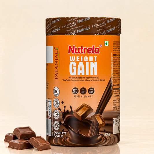 Patanjali Nutrela Chocolate Weight Gainer 500g | High-Calorie Mass Builder | Trusted Swadeshi Nutrition