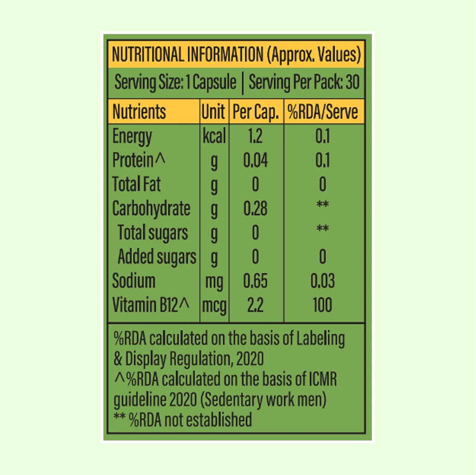 Patanjali Nutrela Vitamin B12 - 30 Veg Capsules (Pack of 1)