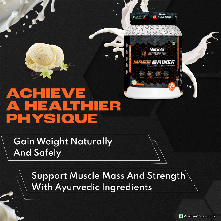 Patanjali Nutrela Sports Mass Gainer French Vanilla-1KG