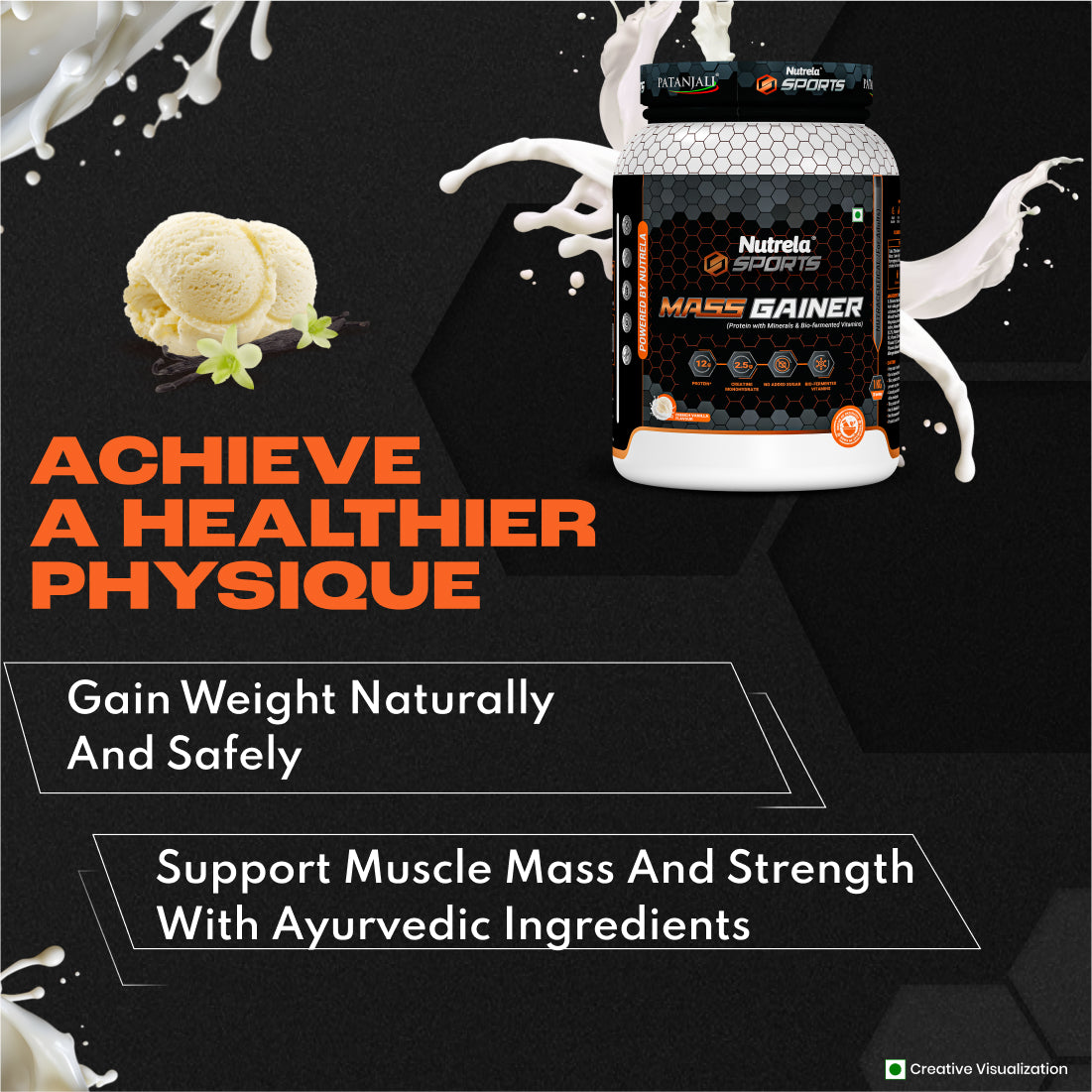Patanjali Nutrela Sports Mass Gainer French Vanilla-1KG