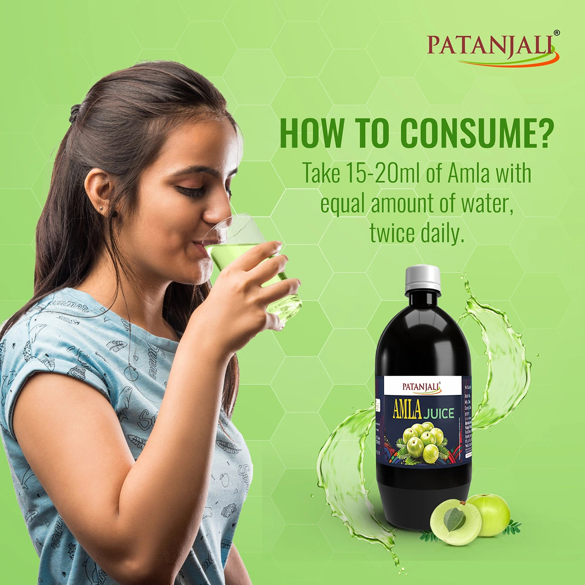 Patanjali Amla Juice (Amla Swaras) for Hair Growth & Vitamin C | Immunity Booster | 1L