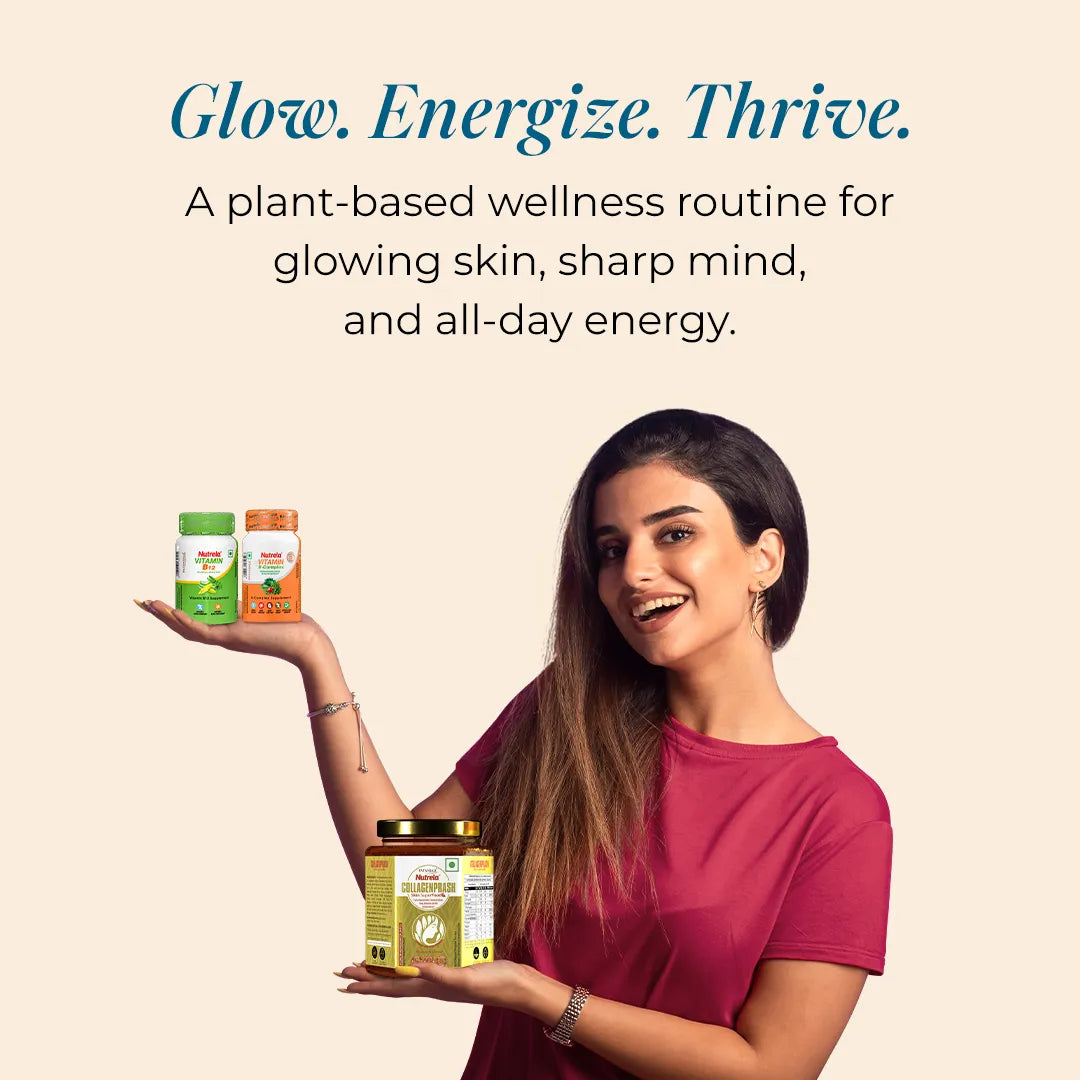 Patanjali Nutrela Collagenprash + B₁₂ + B Complex | Daily Skincare & Energy Combo+ Free Shaker