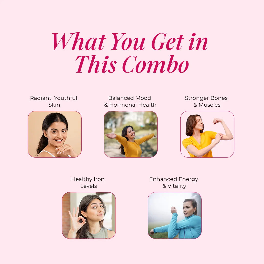 Patanjali Nutrela Collagenprash + Women’s SuperFood + Iron Complex | Skin Repair & Complete Nutrition Combo + Free Shaker