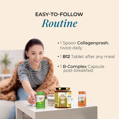 Patanjali Nutrela Collagenprash + B₁₂ + B Complex | Daily Skincare & Energy Combo+ Free Shaker