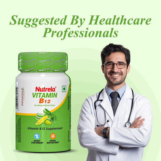 Patanjali Nutrela Natural Plant-Based Vitamin B12 (Pack of 2) | Natural Moringa-Based Veg B12 for Daily Energy & Stamina | Made in Bharat