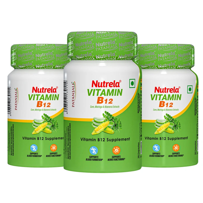 Patanjali Nutrela Vitamin B12 - 30 X 3 Veg Capsules (Pack of 3)