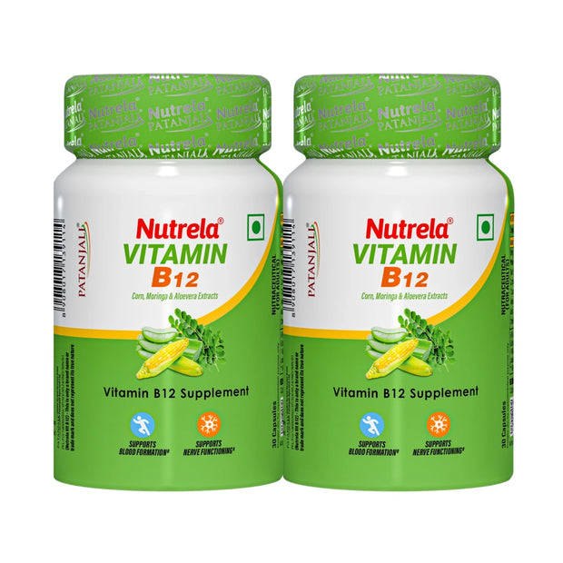 Patanjali Nutrela Vitamin B12 - 30 X 2 Veg Capsules (Pack of 2)