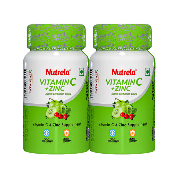 Patanjali Nutrela Vitamin C + Zinc 60 Tablets X 2 (Pack of 2)