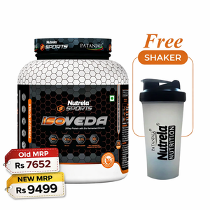 Patanjali Nutrela Sports Isoveda Best Isolate 2KG – Chocolate | 27G High-Purity Protein | Swadeshi Muscle Repair Formula + Free Shaker