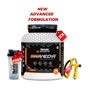 Patanjali Nutrela Sports Isoveda Best Isolate 2KG – Chocolate | 27G High-Purity Protein | Swadeshi Muscle Repair Formula + Free Shaker