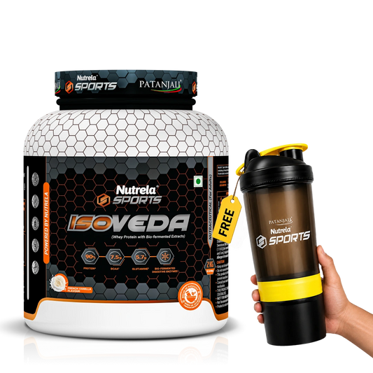 Patanjali Nutrela Sports Isoveda Vanilla - 2KG | Pure Isolate for Peak Training | Swadeshi Daily Performance Protein Free Shaker