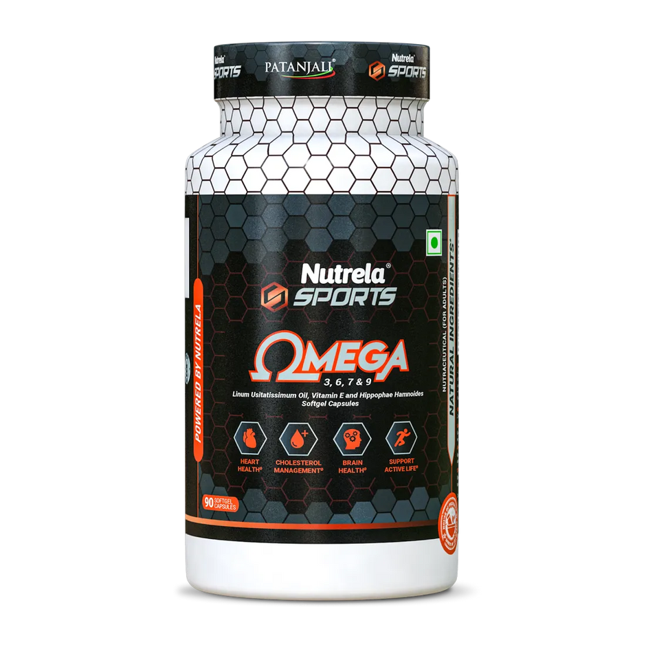 Patanjali Nutrela Sports Organic Omega 3,6,7 & 9 (90 Capsules) (Nov. Exp)