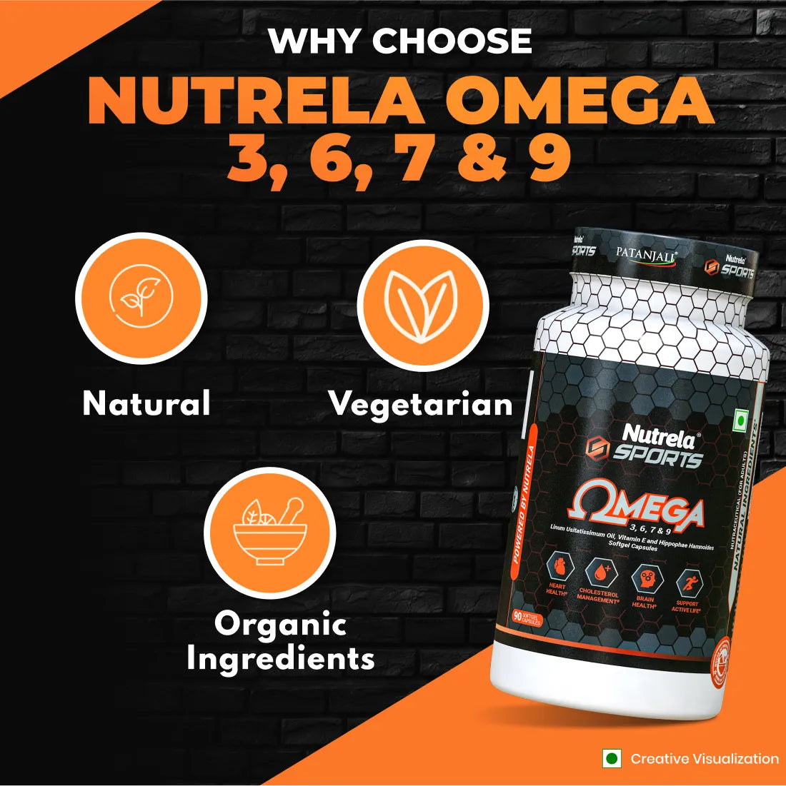 Patanjali Nutrela Sports Organic Omega 3,6,7 & 9 (90 Capsules) (Nov. Exp)